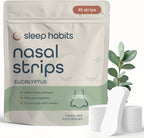 SleepHabits 45PC Breathing Strips, Non-Toxic Tested Nose Strips for Breathing & Sleep | Nasal Strips for Snoring Solution | Extra Strength for Sensitive Skin | Nasal Strips for Sleeping, Eucalyptus