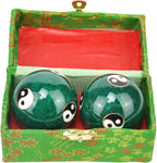 2 Pcs Baoding Balls, Chinese Health Exercise Stress Balls, Meditation Massage Handball with Box, Hand Exercise Ball for Hand Remedy and Stress Relief(Color:Green Taichi)