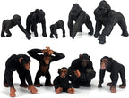 FUNSHOWCASE 10 Gorilla and Chimpanzees African Jungle Animals Toy Figure Realistic Plastic Figurine Playset