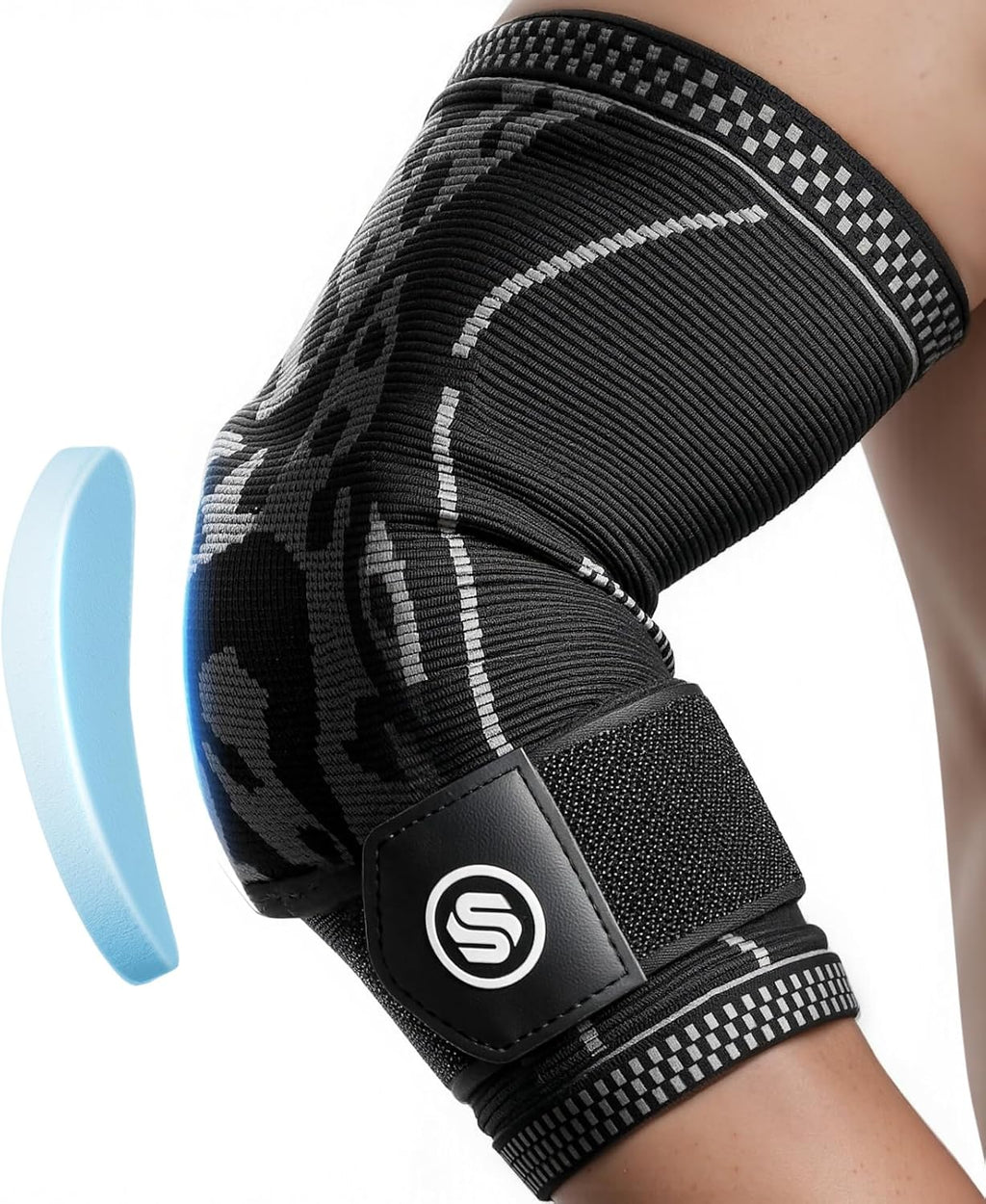 Elbow Compression Sleeve for Tendonitis , Bursitis Elbow Pad Brace – Elbow Brace with Side Springs & Foam Padding for Olecranon Joint Pain, Arthritis, Bursa Protection, Men & Women (Black, Large)