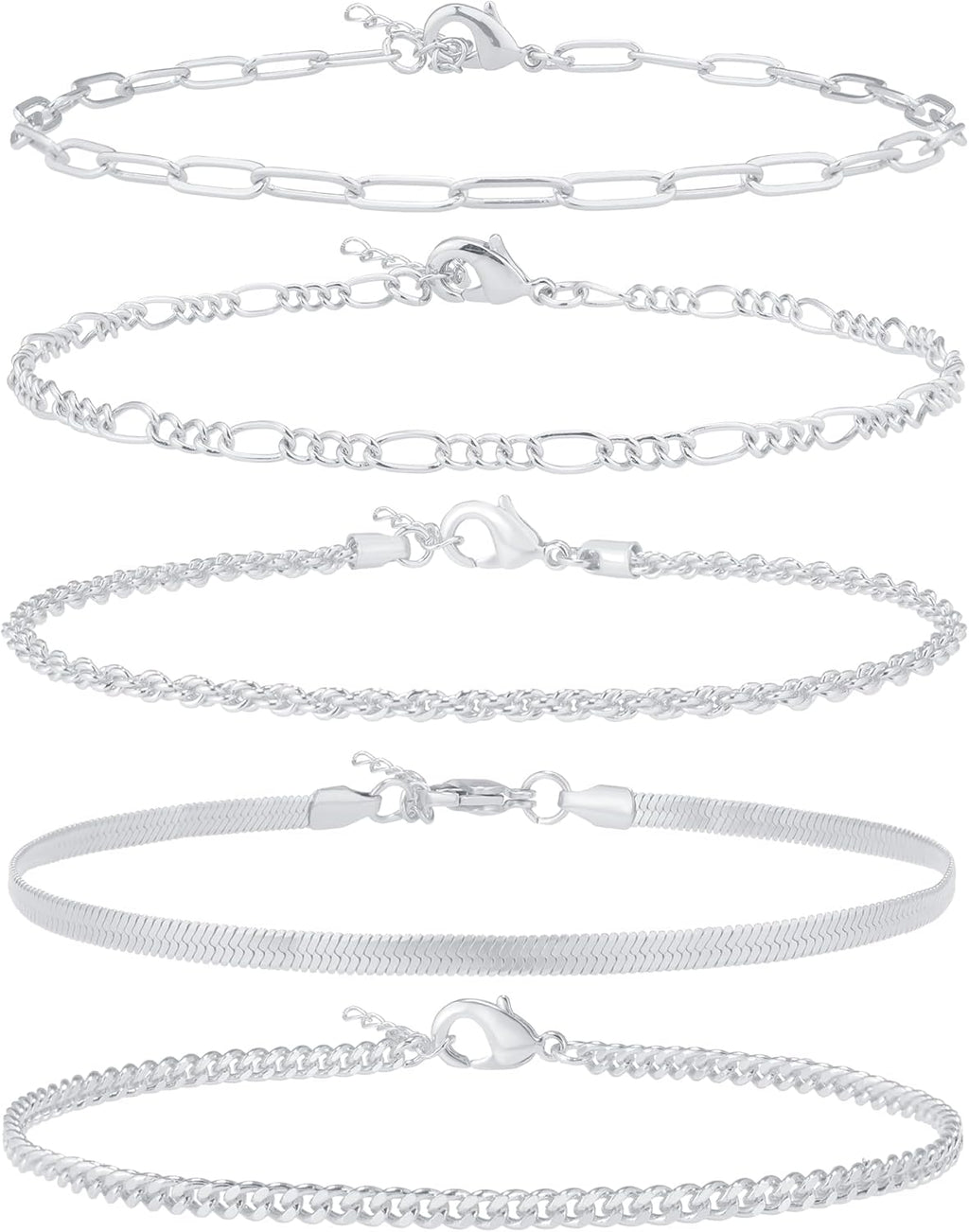 AOZEL Gold/Silver Plated Anklet Bracelets for Women Waterproof Plus Size Cuban Link Chain Ankle Bracelet for Large Ankle 9-12inch