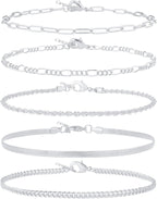 AOZEL Gold/Silver Plated Anklet Bracelets for Women Waterproof Plus Size Cuban Link Chain Ankle Bracelet for Large Ankle 9-12inch