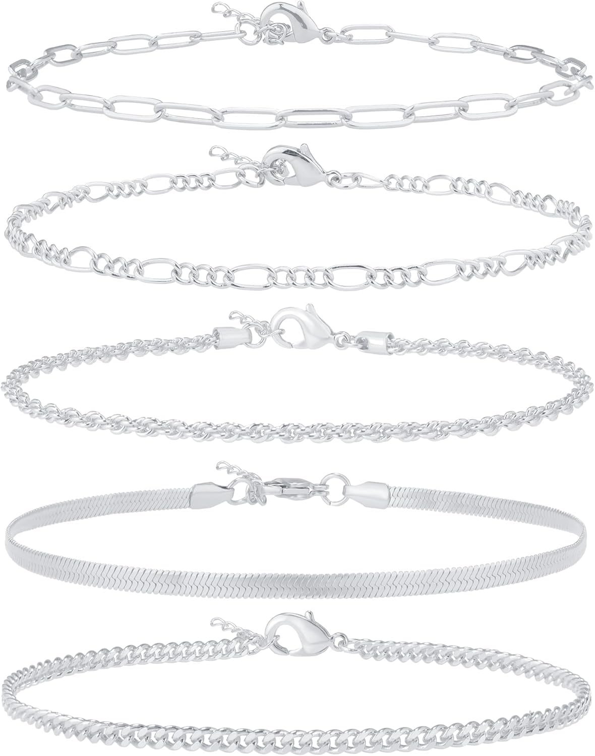AOZEL Gold/Silver Plated Anklet Bracelets for Women Waterproof Plus Size Cuban Link Chain Ankle Bracelet for Large Ankle 9-12inch