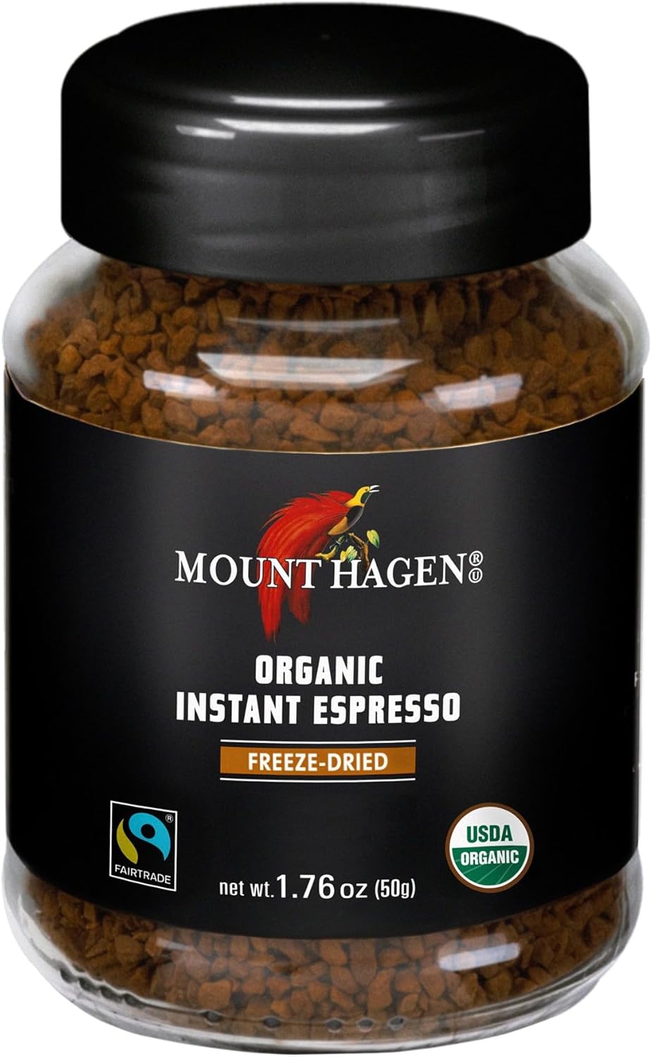 Mount Hagen Instant Espresso Coffee, Eco-friendly Organic Espresso Coffee Made From Medium Roast Arabica Beans, Freeze Dried Instant Coffee, Fair-Trade, Kosher, 1.76oz Jar