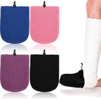 Cuffbow 4 Pack Foot Cast Toe Cover Socks Soft Warm Cast Toe Protector Covers for Men and Women Fingocker S Adjustable with Drawstring(Black Purple Pink Blue)
