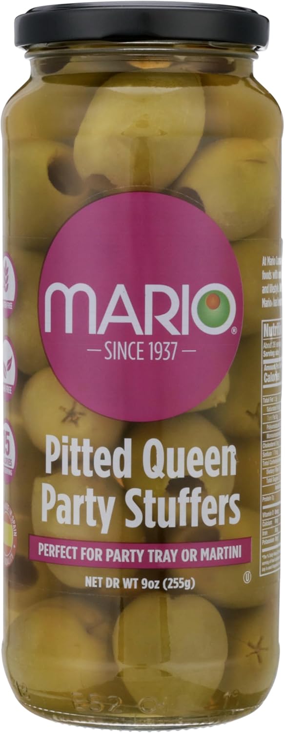 Mario Camacho Foods Pitted Queen Party Colossal Olives, 9 Ounce