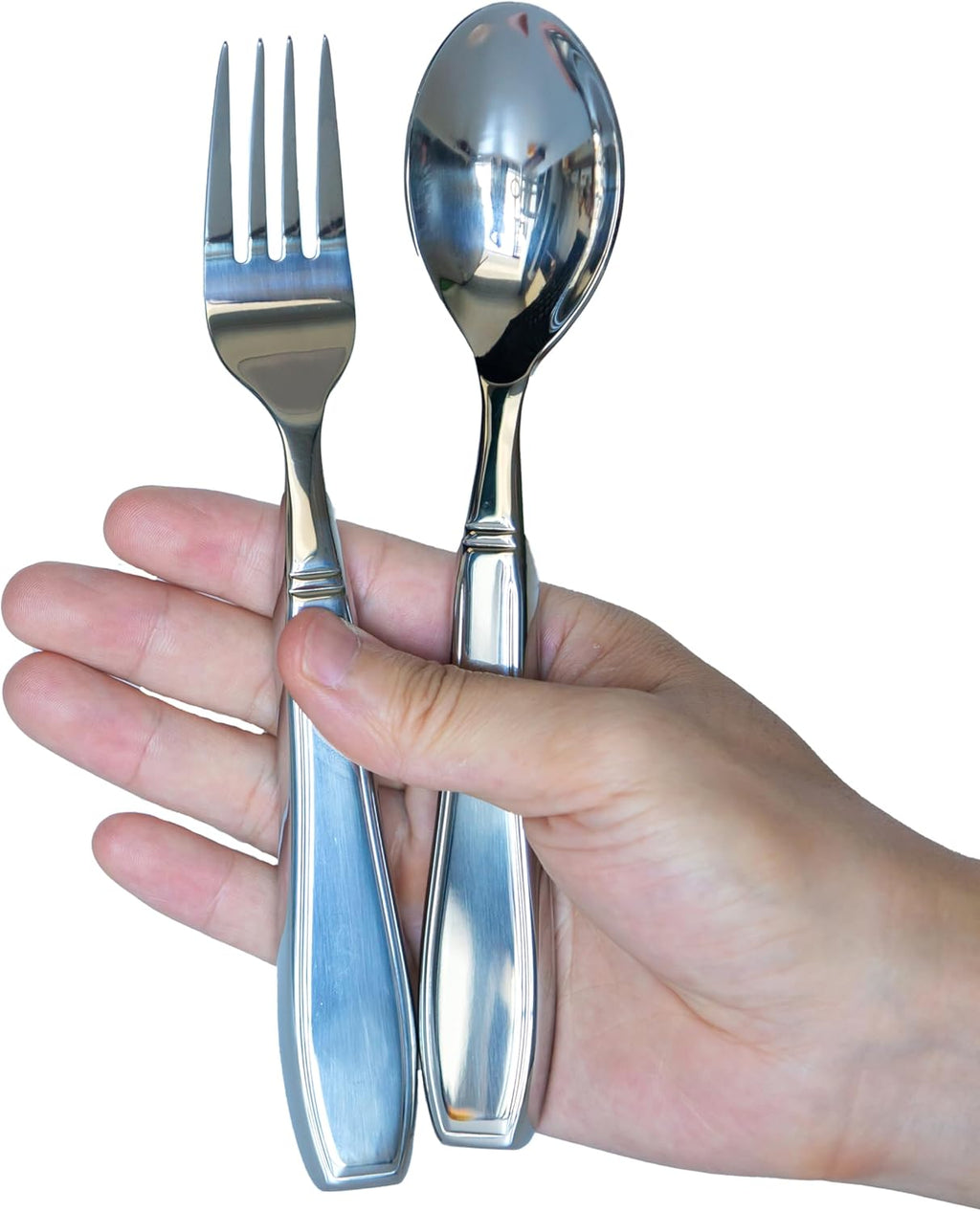 Weighted Utensils for Hand Tremors, Adaptive flatware Stainless Steel Spoon and Fork Set for Elderly, Arthritis, Parkinson’s, Pack of 2