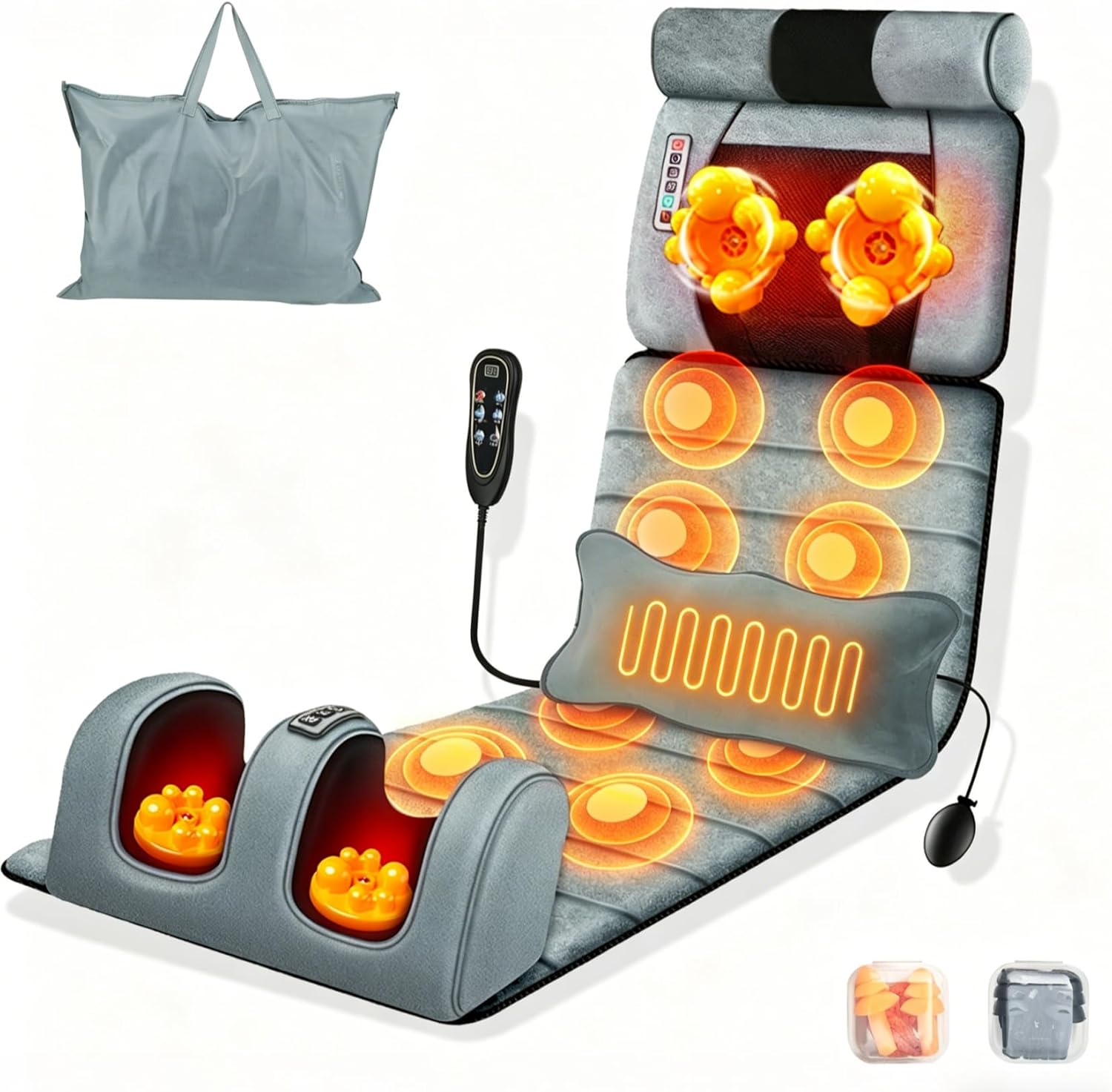 Full Body Massage Mat - 9 Massage Modes Electric Heating Vibration Massage Pad, Neck Foot Back Massage Detachable Massage Pillow, Anti-Slip Bottom Foot Massagers, Gifts for Mom