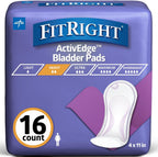 FitRight Incontinence Bladder Control Pads, Moderate Absorbency, 4.3" x 11", 16 Count