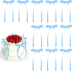 30 Pack Bow Cake Toppers Light Blue Ribbons Bows for Cake Coquette Themed Bow Cupcake Toppers Baby Blue Bow Birthday Decorations for Baby Shower Birthday Wedding Bachelorette Party Supplies
