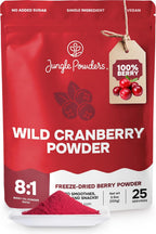Jungle Powders Wild Cranberry Powder 3.5 Ounce Bag Natural Freeze Dried Cranberries Powdered Cranberry Supplement Freeze Dried Whole Cranberry Extract for Baking Flavoring Fruit No Sugar Added
