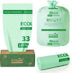 ECOLipak 33 Gallon Compostable Trash Garbage Bags, 25 Count (1 Roll) Biodegradable Heavy Duty Large Outdoor Trash Bags for Lawn/Yard, US BPI ASTM D6400 and OK Compost Home Certified