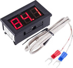 PEMENOL 12V Red Fahrenheit Digital Temperature Meter -76F~999F LED Display with Industrial Grade 0.5m K-Type Thermocouple Temperature Sensor M6