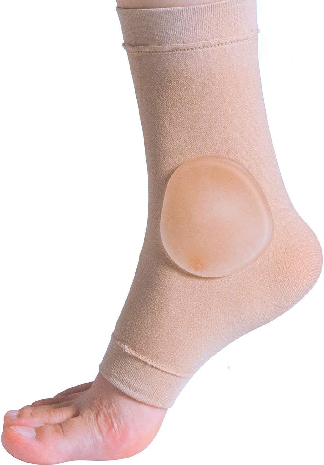Povihome Elasticated Malleolar Sleeve with Two Gel Pads for Ankle Bone Cushioning & Protector, Great for Running, Skating, Cleats and Athletic Footwear - 1 Pair