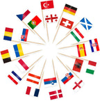 AhfuLife 100 Pcs European 24 Countries Toothpick Flags, Mini European Flag Cupcake Toppers, Different Countries Flags Cocktail Picks for Eurovision Decorations Party Supplies