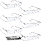 Boost Eyewear 6 Pack Reading Glasses, Clear Half Rim Frames, for Men and Women, with Comfort Spring Loaded Hinges, Clear, 6 Pairs (+2.00)