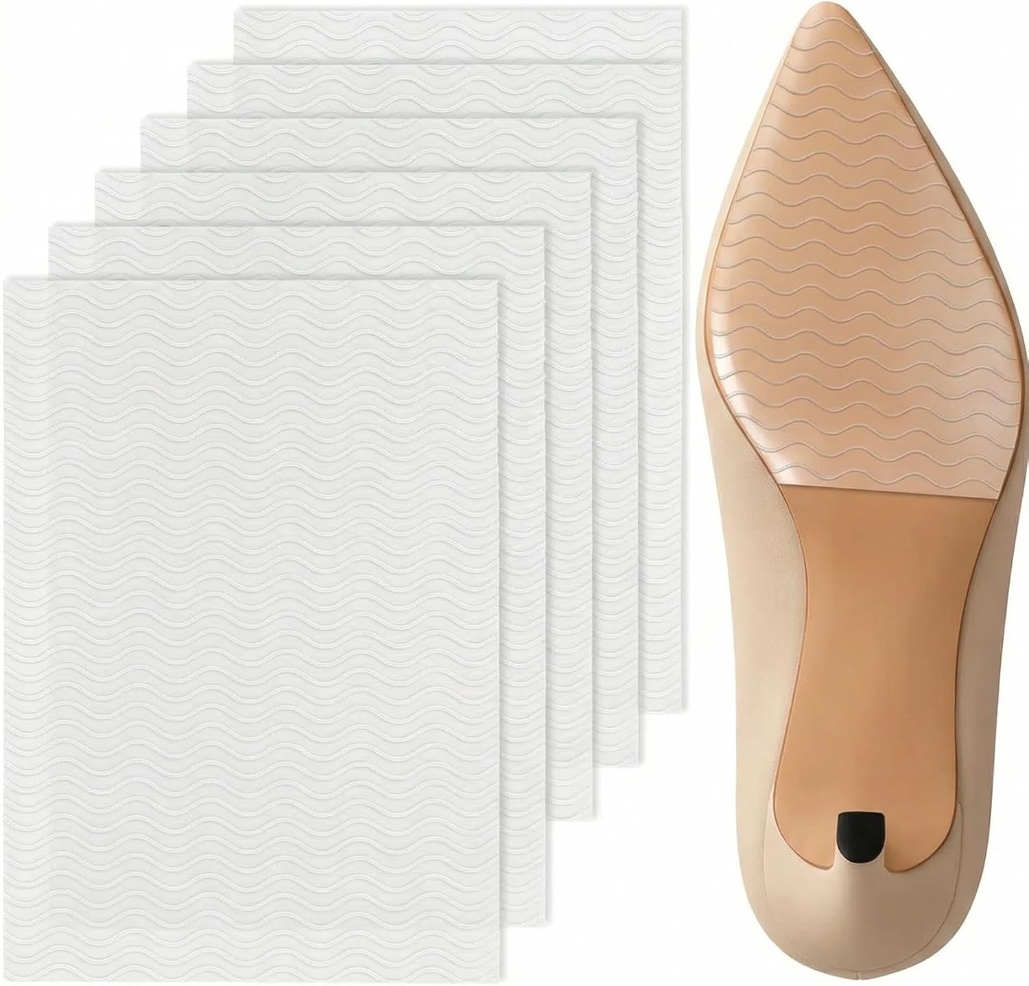 6 Pcs Shoe Sole Protector - Self-Adhesive Anti-Slip Grips for High Heels & Boots, Multi-Color Non-Slip Shoe Bottom Pads for Women (6 x 4 Inches, Clear)