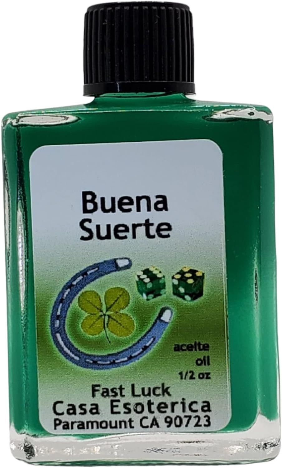 Fast Luck Oil (Buena Suerte Aceite) Spiritual Anointing Oil by CASA ESOTERICA MAGICK SPACE - Good Fortune - Attract Abundance, Success & Opportunities-0.5 FL OZ (1 Pack)
