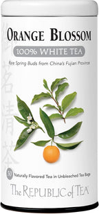 The Republic of Tea – Orange Blossom 100% White Tea Bags, Steeps 50 Low-Caffeinated Cups