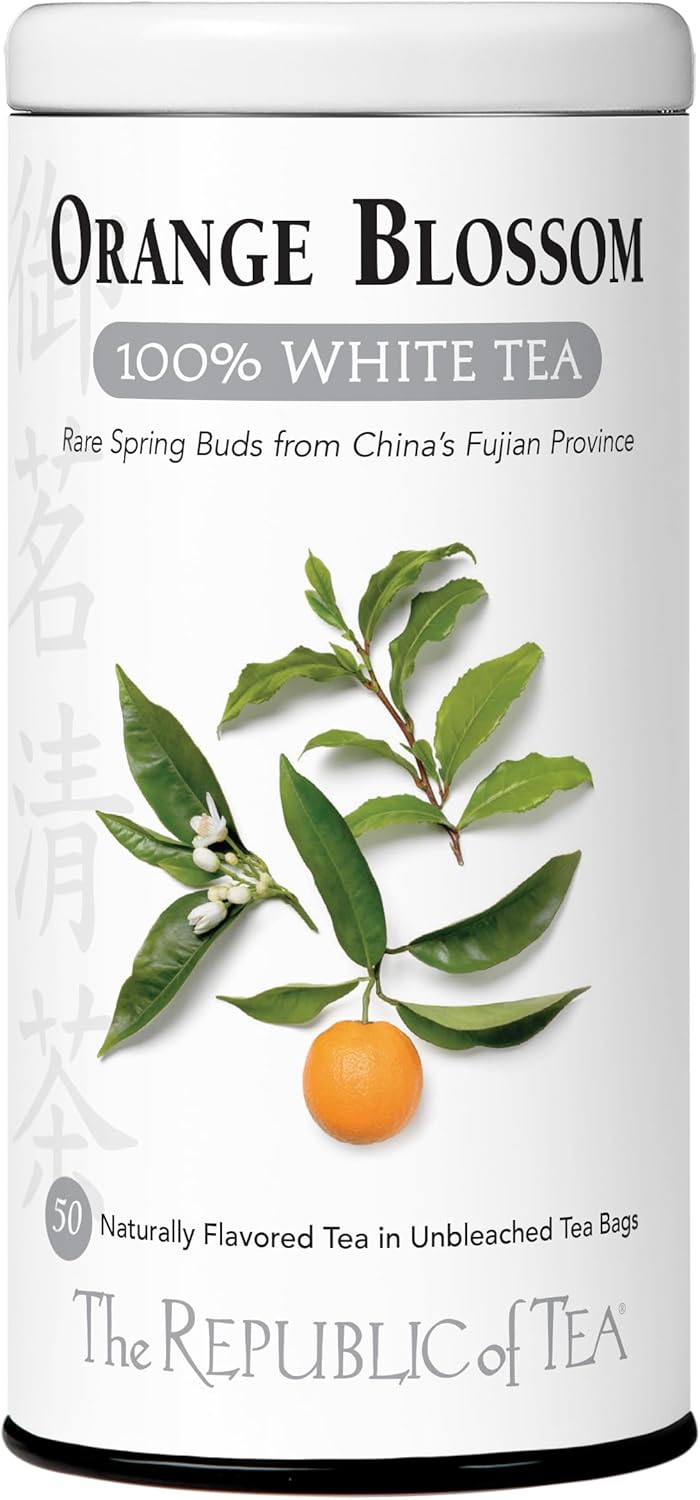 The Republic of Tea – Orange Blossom 100% White Tea Bags, Steeps 50 Low-Caffeinated Cups
