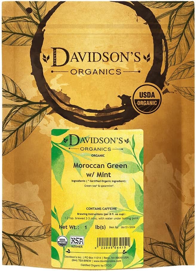 Davidson's Tea Bulk, Moroccan Green with Mint, 16 Ounce