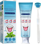 Tongue Cleaning Scraper Brush Kit, Tongue Cleaning Gel Oral Care Removes Oral Odor Fresh Breath Tongue Coating Cleaning Bad Breath for Adults, 50g (1pcs)