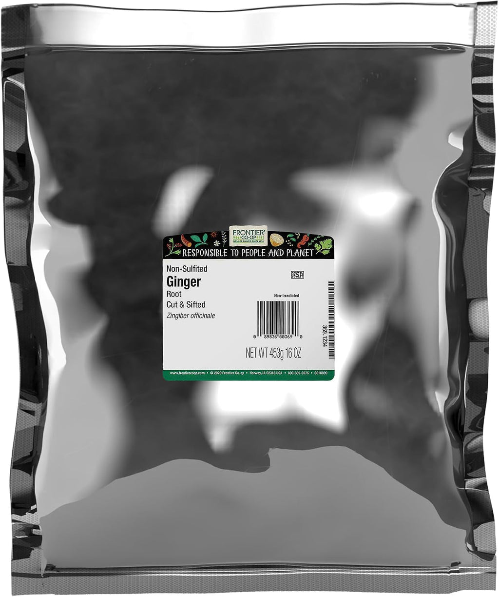 Frontier Co-op Ginger Root 1lb - Chopped and Sifted Dried Chunks for Loose Leaf Ginger Root Tea, Powder Capsules, Supplements, Extract