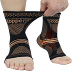 DRNAIETY Copper Ankle Brace for Men & Women - 1 Pair Ankle Compression Sleeve, Compression Support for Plantar Fasciitis, Achilles Tendonitis, Foot Pain, Swelling - Everyday Use (Yellow-Black XL)