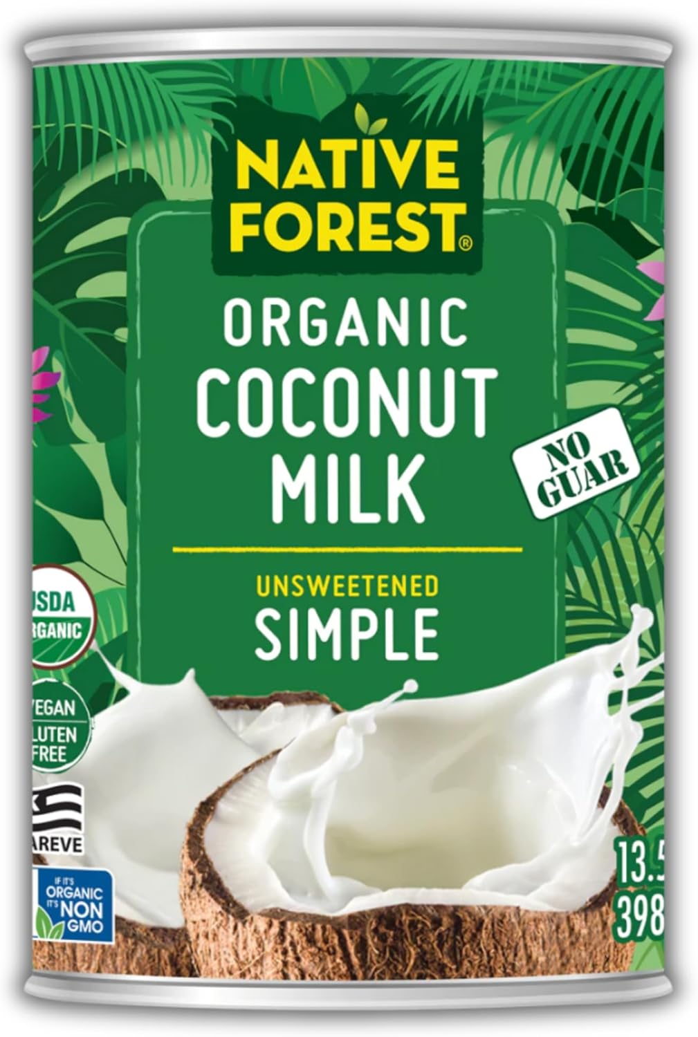 Native Forest Organic Unsweetened Coconut Milk - Canned Coconut Milk, No Guar Gum, Non-GMO Project Verified, USDA Organic - Simple, 13.5 Fl Oz (Pack of 12)