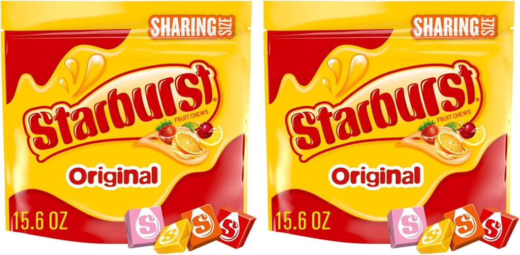 STARBURST Chewy Candy, Sharing Size, Individually Wrapped Fruit Chews Candy, 15.6 oz Resealable Bag (Pack of 2)