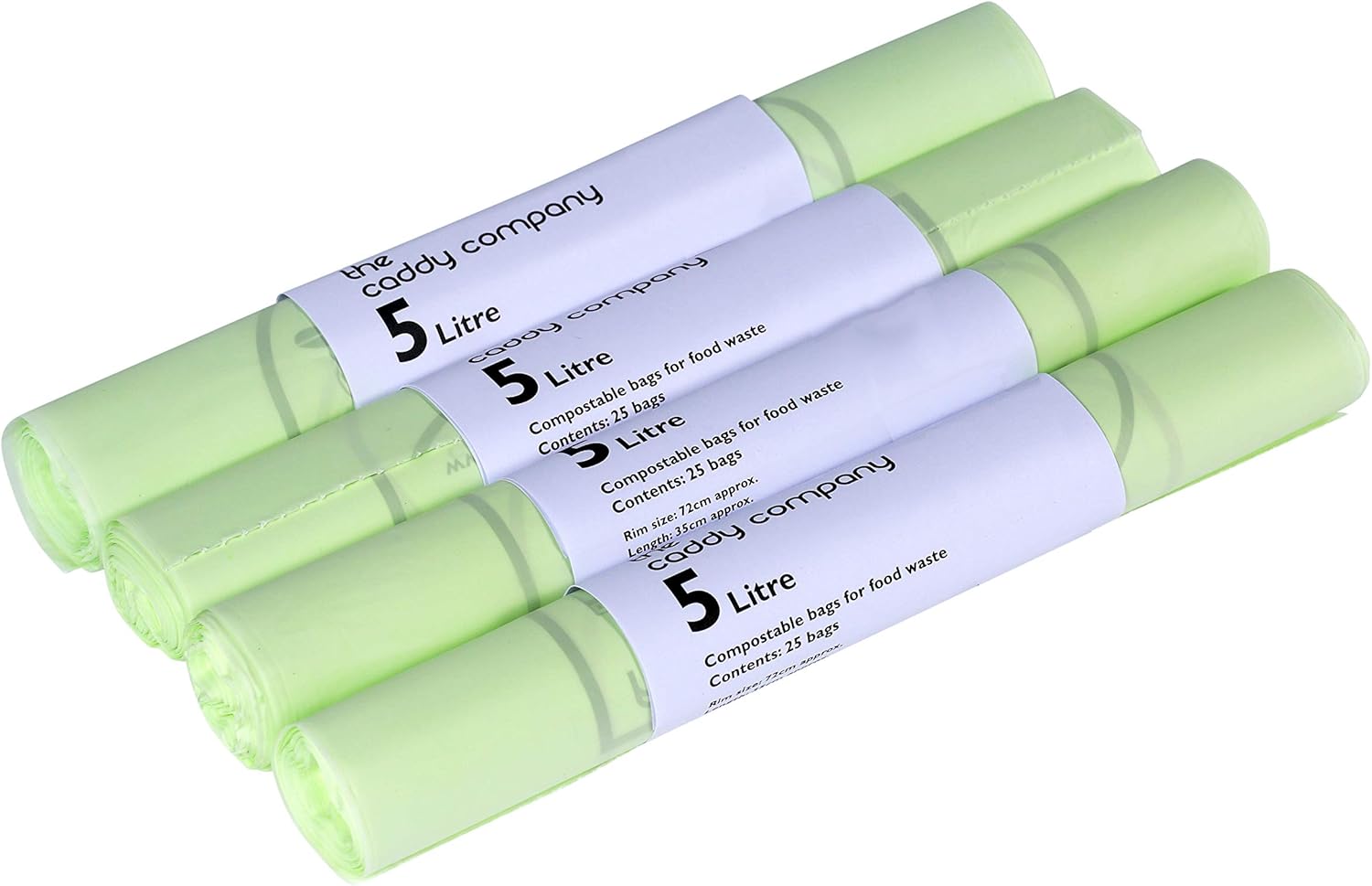 5 Litre Compostable Bin Liners with 100 Bags, Green