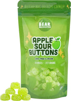 Bear Necessities Sour Buttons – Apple Flavor Dutch Candy | Tart & Sweet Sour Gummies Made in the Netherlands | Tangy Green Apple Flavor, Soft Texture & Sugar Coating | Gourmet Candy Treat – 8 Ounce Bag