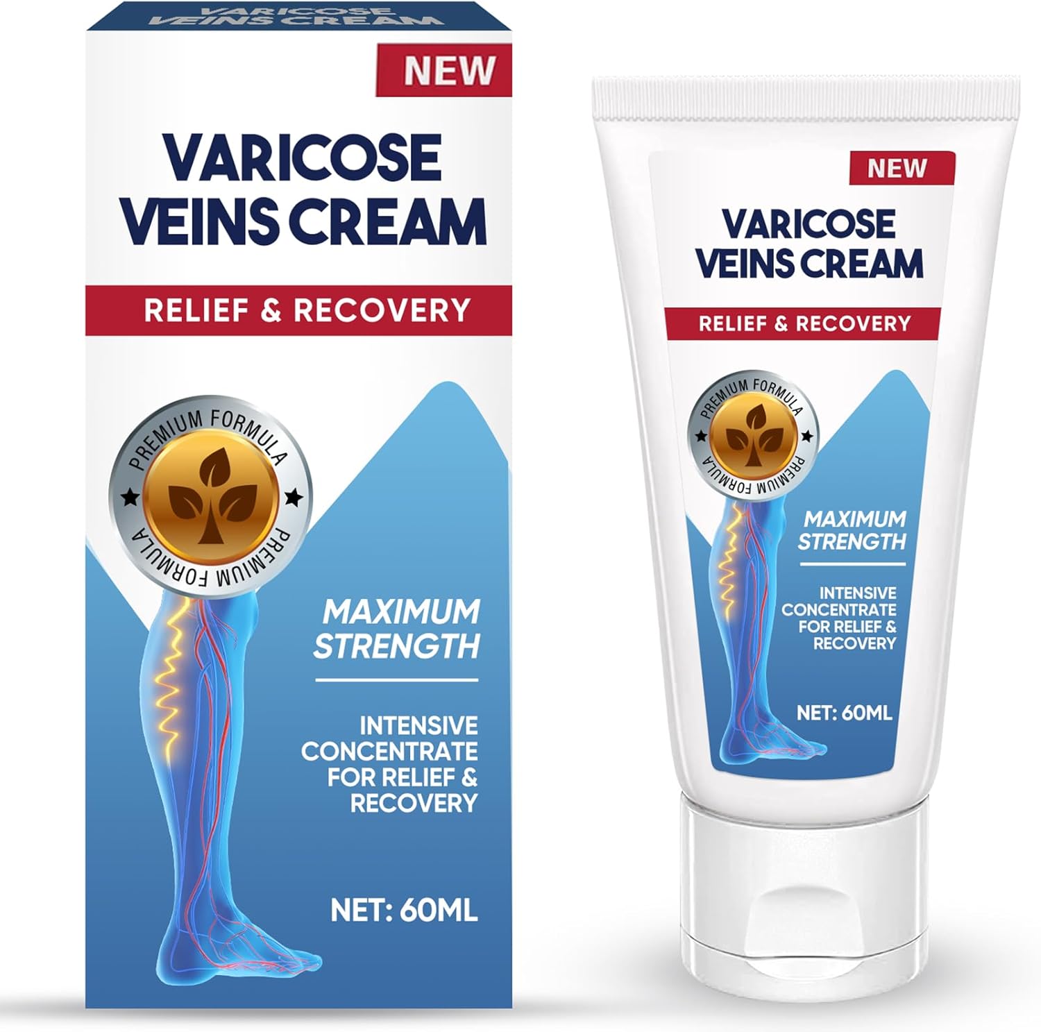 Varicose Veins Cream for Legs, Soothing Leg Massage Lotion for Tired & Heavy Legs, Cooling Herbal Formula to Improve Skin Appearance & Smoothness