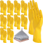 Kifmurase 10 Pairs Rubber Cleaning Gloves, Long Rubber Dishwashing Gloves, Reusable Household Long Sleeves for Kitchen, Bathroom, Gardening, Working, Pet Care (Yellow)