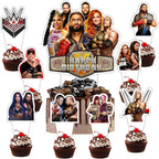 25pcs Wrestling Cake Decorations with 1pcs Cake Topper, 24pcs Cupcake Toppers for Wrestling Birthday Party Supplies