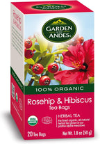 Garden of the Andes - Rosehip and Hibiscus Herbal Tea - 20 Individually Wrapped Tea Bags - Organic caffeine-free antioxidant blend - Supports digestion and immune function