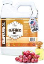 ORGANIC GRAPESEED OIL (16 oz) Cold Pressed Unrefined | 100% Pure Natural, Non-GMO | Available in Bulk | Skin, Hair, Face, Carrier for Essential Oils, Soap Making | 16 FL OZ