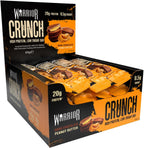 Warrior HIGH PROTEIN BARS (20g Protein each) - Low Carb, Low Sugar - Pack of 12 Caramel Crispy Crunch Bars - Dark Chocolate & Peanut Butter