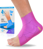 M7 Sport Kinesiology Ankle Tape for Ankle Sprain and Injury Recovery, Pain Relief Therapeutic Tape, Ankle Brace Compression Support, Plantar Fasciitis, Waterproof, Eases Swelling (Pink, 4-Pack)