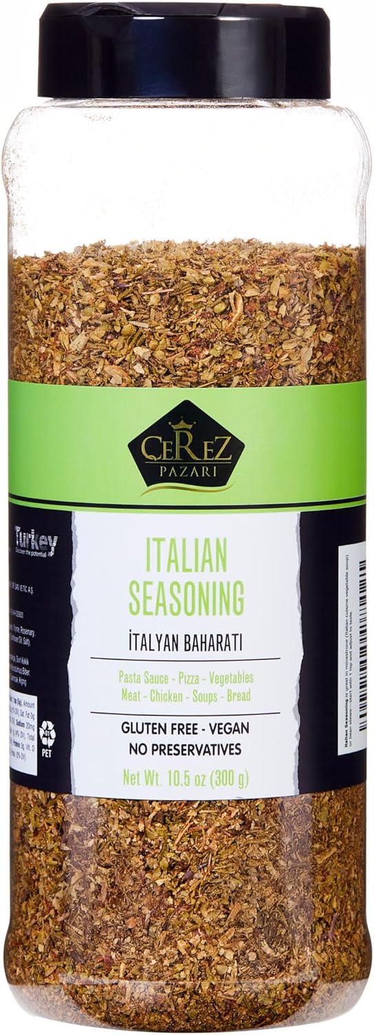Cerez Pazari Italian Seasoning 10.5 oz – Classic Herb Blend with Oregano, Olive Leaf, Rosemary, Thyme & Marjoram – Non-GMO, No Salt, No Additives – Perfect for Pasta, Pizza, Sauces & Marinades