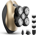Electric Razor for Men, Head & Body Hair Shaver for Men, Cordless Rechargeable Wet/Dry Bald Head & Groin Waterproof Razor with Rotary Blades,Clippers, Beard Trimmer,Nose Trimmer, Brush (Golden)
