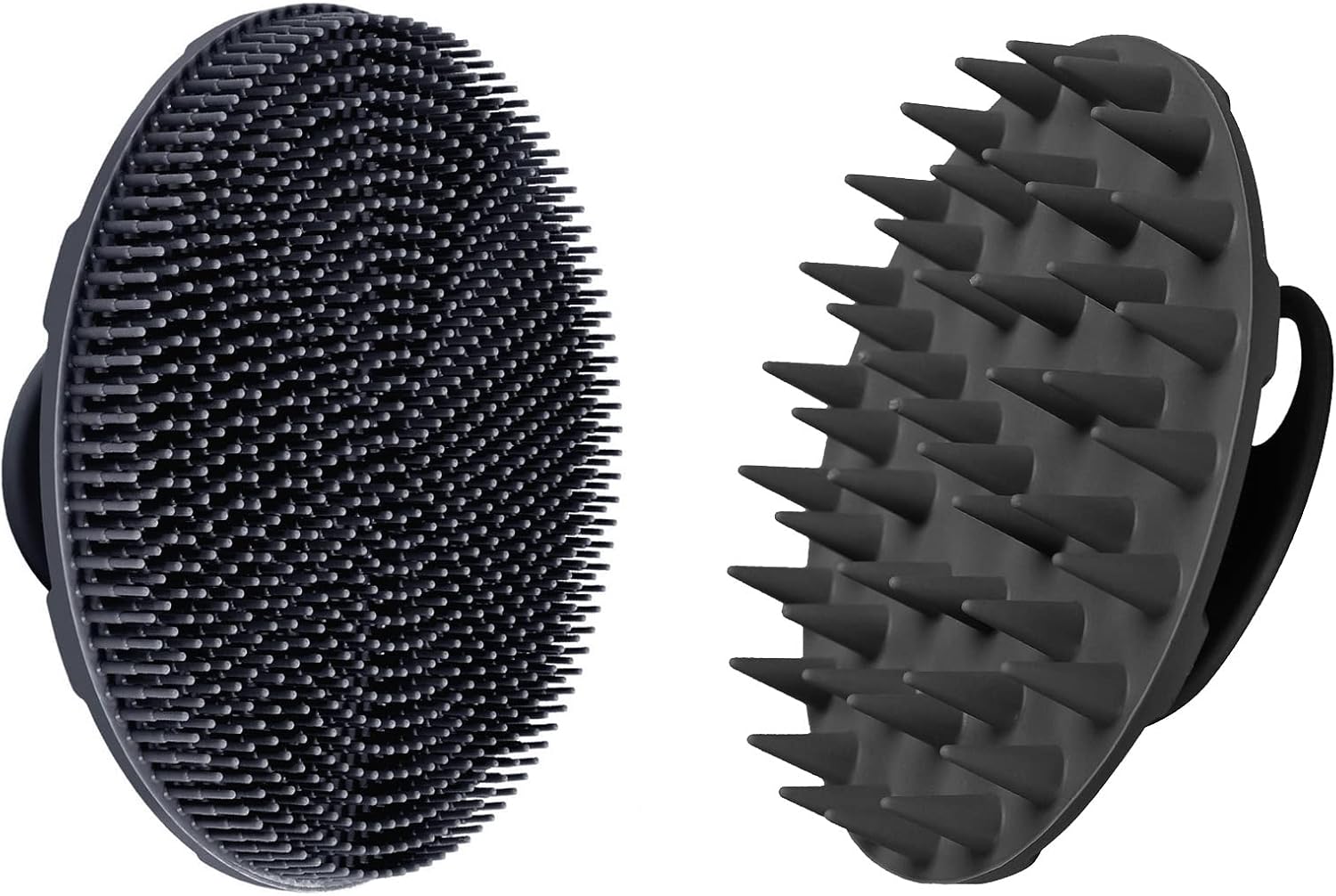 INNERNEED Food-Grade Soft Silicone Body Scrubber Shower Brush, with Scalp Massager Shampoo Brush, Wet & Dry Manual Scalp Care Hair Washing (Black)