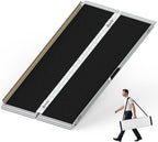 5FT Wheelchair Ramp,800 LBS Capacity Portable Wheel Chair Ramp with Shoulder Strap,Aluminum Door Threshold Ramps for Home Steps, Curbs, Doorways, Car