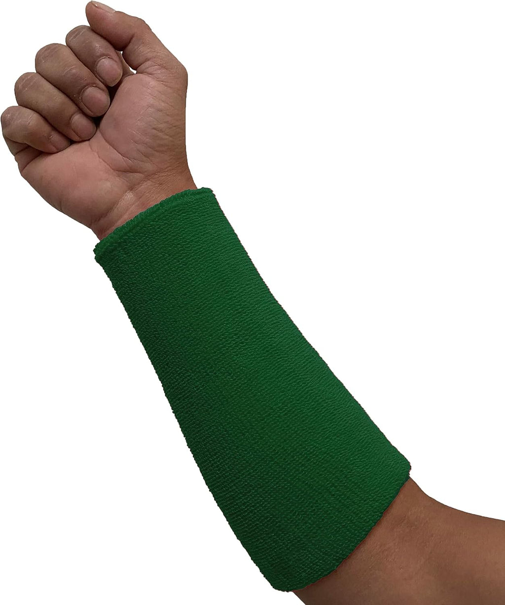 COUVER Thick Absorbent 9" Extra Long Solid Cotton Terry Cloth Sport Wristband, 1 Piece