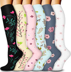 FuelMeFoot 6 Pairs Compression Socks for Women & Men 15-20mmHg Graduated Support Knee High Socks for Nurses, Travel, Athletic