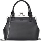 GM LIKKIE Kiss Lock Purses and Handbags, Vintage PU Leather Clutch Purses for Women, Top Handle Evening Handbag