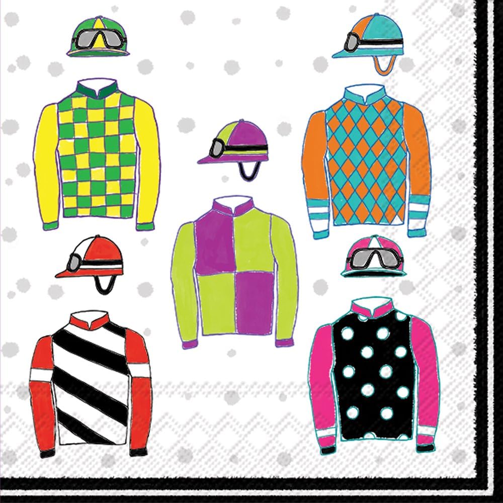 Boston International Celebrate the Home Sporty 3-Ply Paper Luncheon Napkins, Jockey Silk, 20-Count, 6.5" x 6.5"