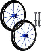 2 Pcs Wheelchair Rear Wheels 24" Pneumatic Rubber Tires, Quick Release Aluminum Hub with Bearing and Axle 1/2" Replacement Wheelchair Wheels, Manual Wheelchair Rear Wheel(Blue)