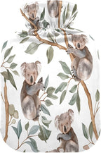 Cute Koala Leaves Hot Cold Water Bottle with Fleece Cover PVC Hot Water Bag 1 Liter
