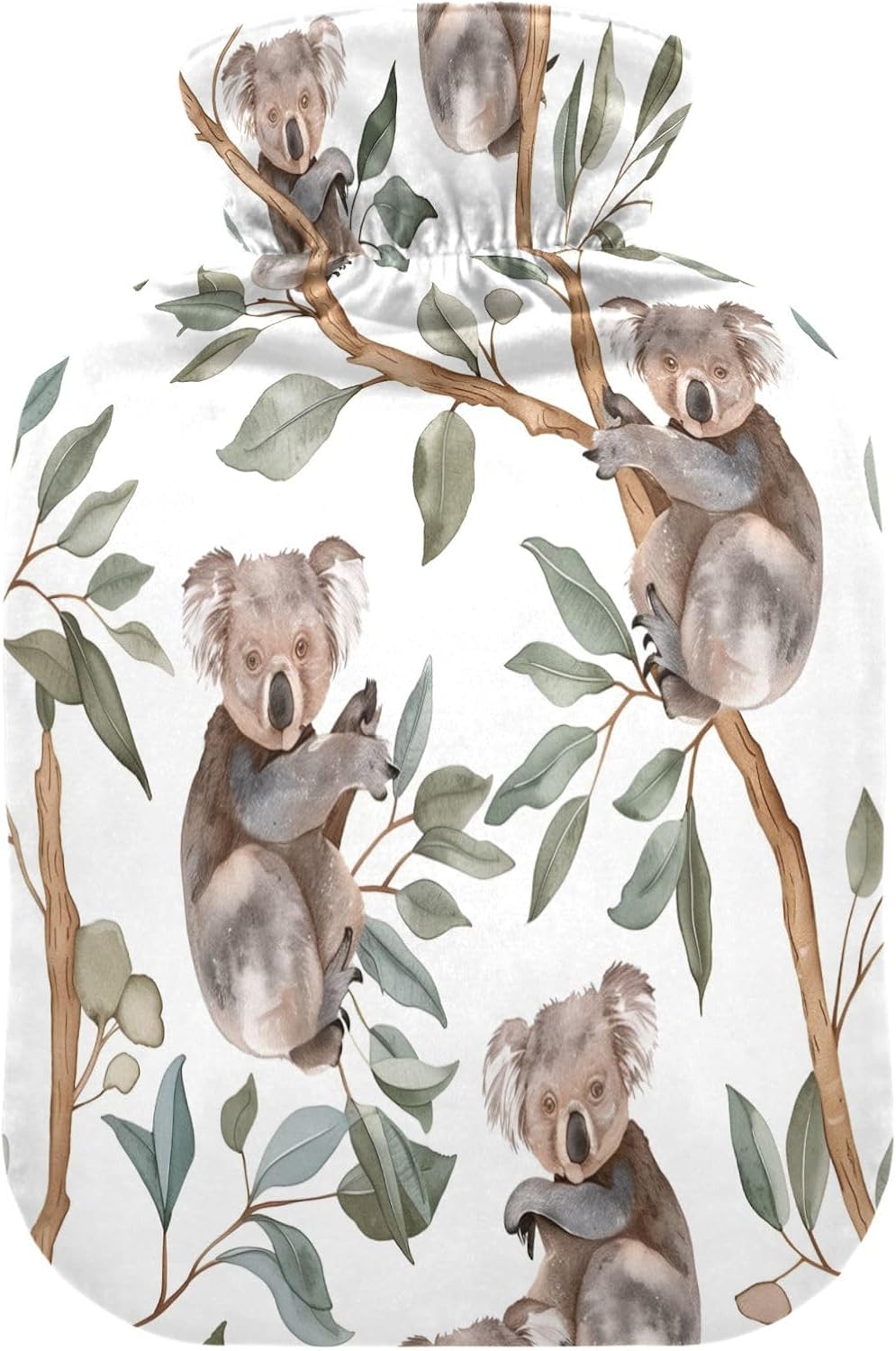 Cute Koala Leaves Hot Cold Water Bottle with Fleece Cover PVC Hot Water Bag 1 Liter